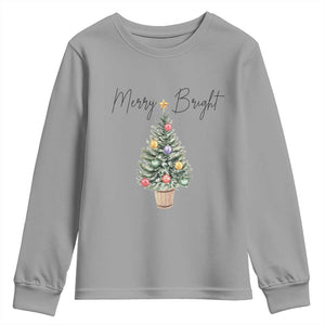 Christmas Youth Sweatshirt Merry And Bright Retro Xmas Tree TS11 Sport Gray Print Your Wear