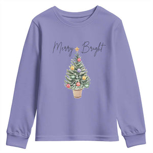 Christmas Youth Sweatshirt Merry And Bright Retro Xmas Tree TS11 Violet Print Your Wear