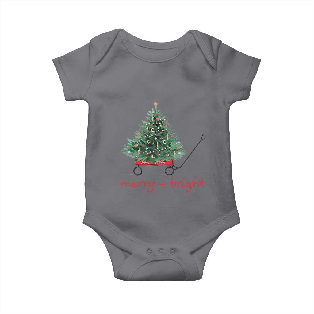 Christmas Baby Onesie Merry And Bright Retro Xmas Tree Wagon TS11 Charcoal Print Your Wear