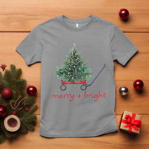 Christmas T Shirt Merry And Bright Retro Xmas Tree Wagon TS11 Sport Gray Print Your Wear