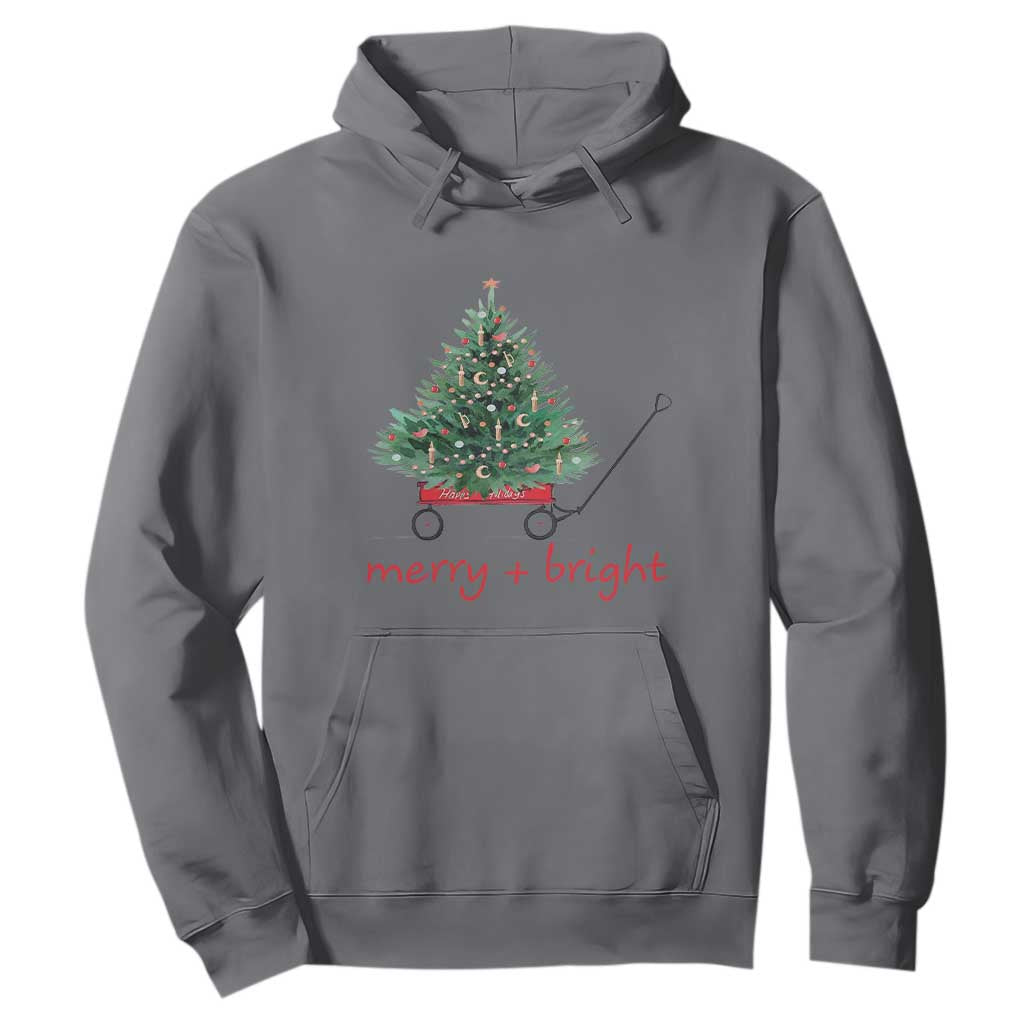 Christmas Hoodie Merry And Bright Retro Xmas Tree Wagon TS11 Charcoal Print Your Wear