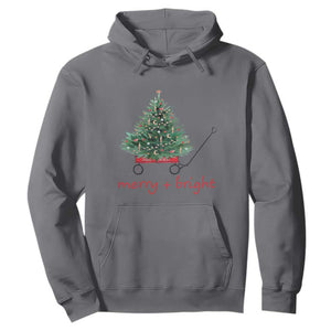 Christmas Hoodie Merry And Bright Retro Xmas Tree Wagon TS11 Charcoal Print Your Wear