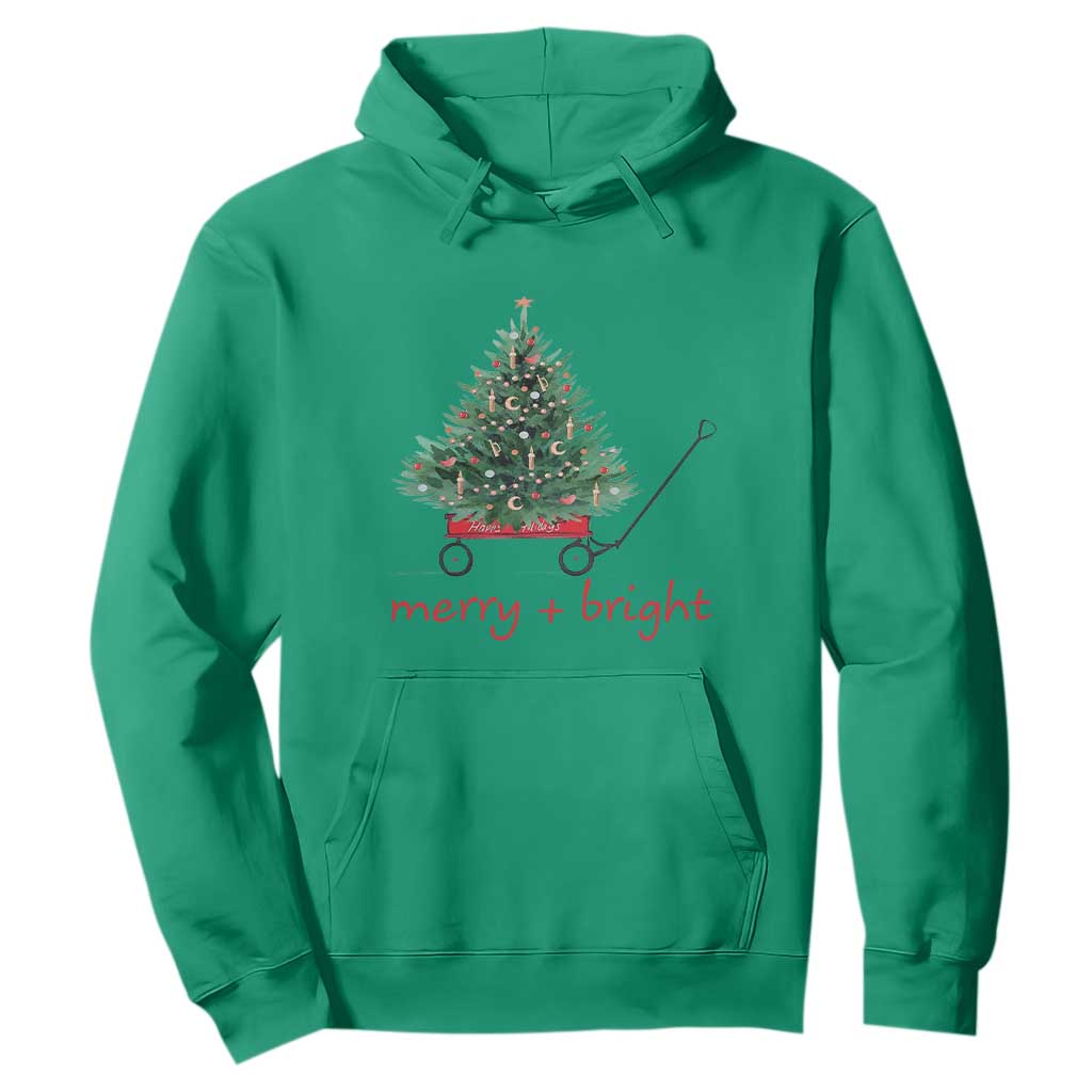 Christmas Hoodie Merry And Bright Retro Xmas Tree Wagon TS11 Irish Green Print Your Wear