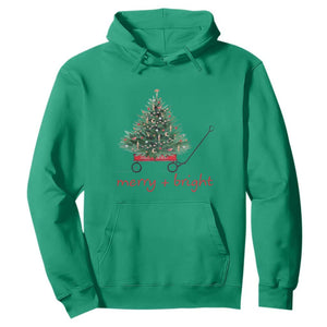 Christmas Hoodie Merry And Bright Retro Xmas Tree Wagon TS11 Irish Green Print Your Wear