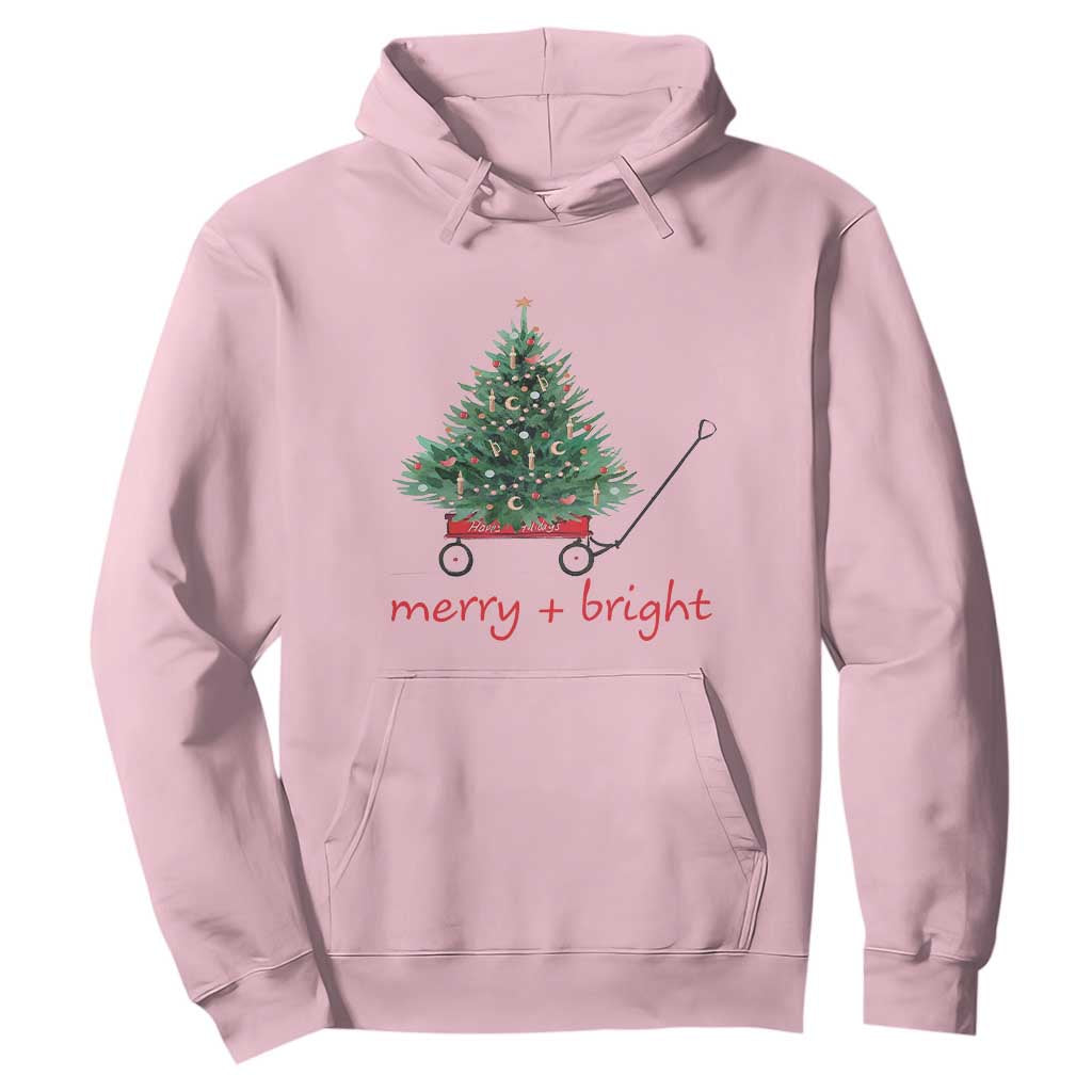 Christmas Hoodie Merry And Bright Retro Xmas Tree Wagon TS11 Light Pink Print Your Wear