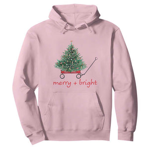 Christmas Hoodie Merry And Bright Retro Xmas Tree Wagon TS11 Light Pink Print Your Wear