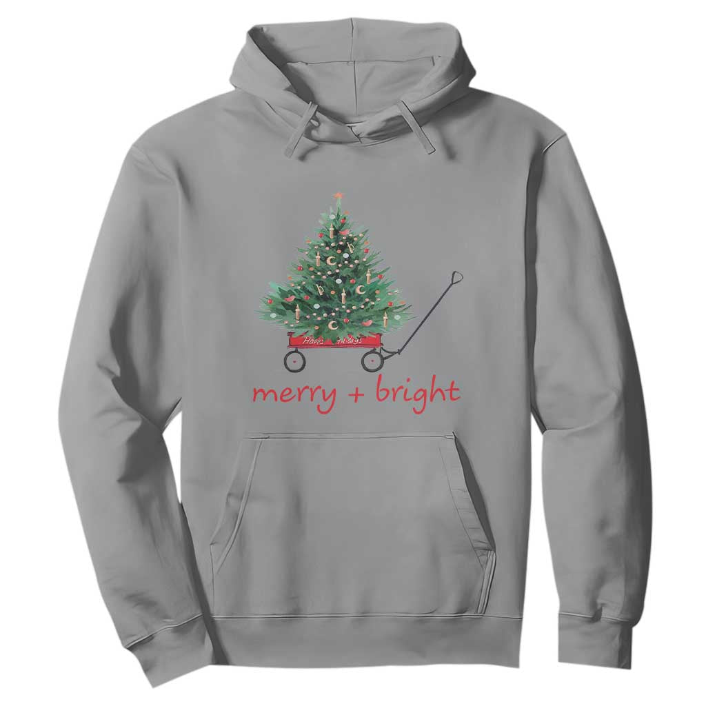Christmas Hoodie Merry And Bright Retro Xmas Tree Wagon TS11 Sport Gray Print Your Wear
