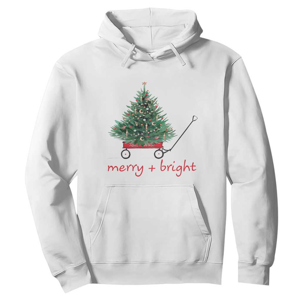 Christmas Hoodie Merry And Bright Retro Xmas Tree Wagon TS11 White Print Your Wear