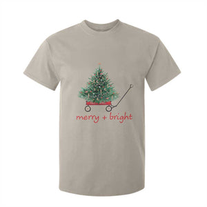 Christmas T Shirt For Kid Merry And Bright Retro Xmas Tree Wagon TS11 Sand Print Your Wear