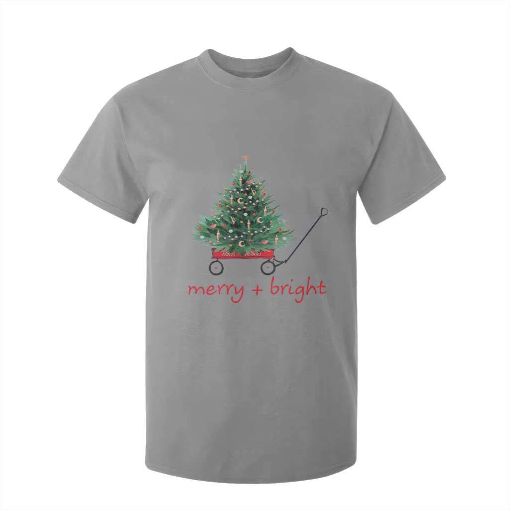 Christmas T Shirt For Kid Merry And Bright Retro Xmas Tree Wagon TS11 Sport Gray Print Your Wear