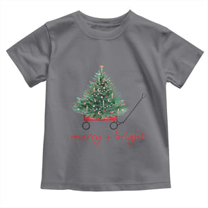 Christmas Toddler T Shirt Merry And Bright Retro Xmas Tree Wagon TS11 Charcoal Print Your Wear