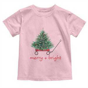 Christmas Toddler T Shirt Merry And Bright Retro Xmas Tree Wagon TS11 Light Pink Print Your Wear