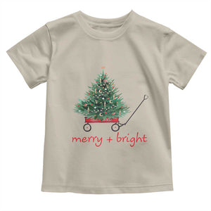 Christmas Toddler T Shirt Merry And Bright Retro Xmas Tree Wagon TS11 Sand Print Your Wear
