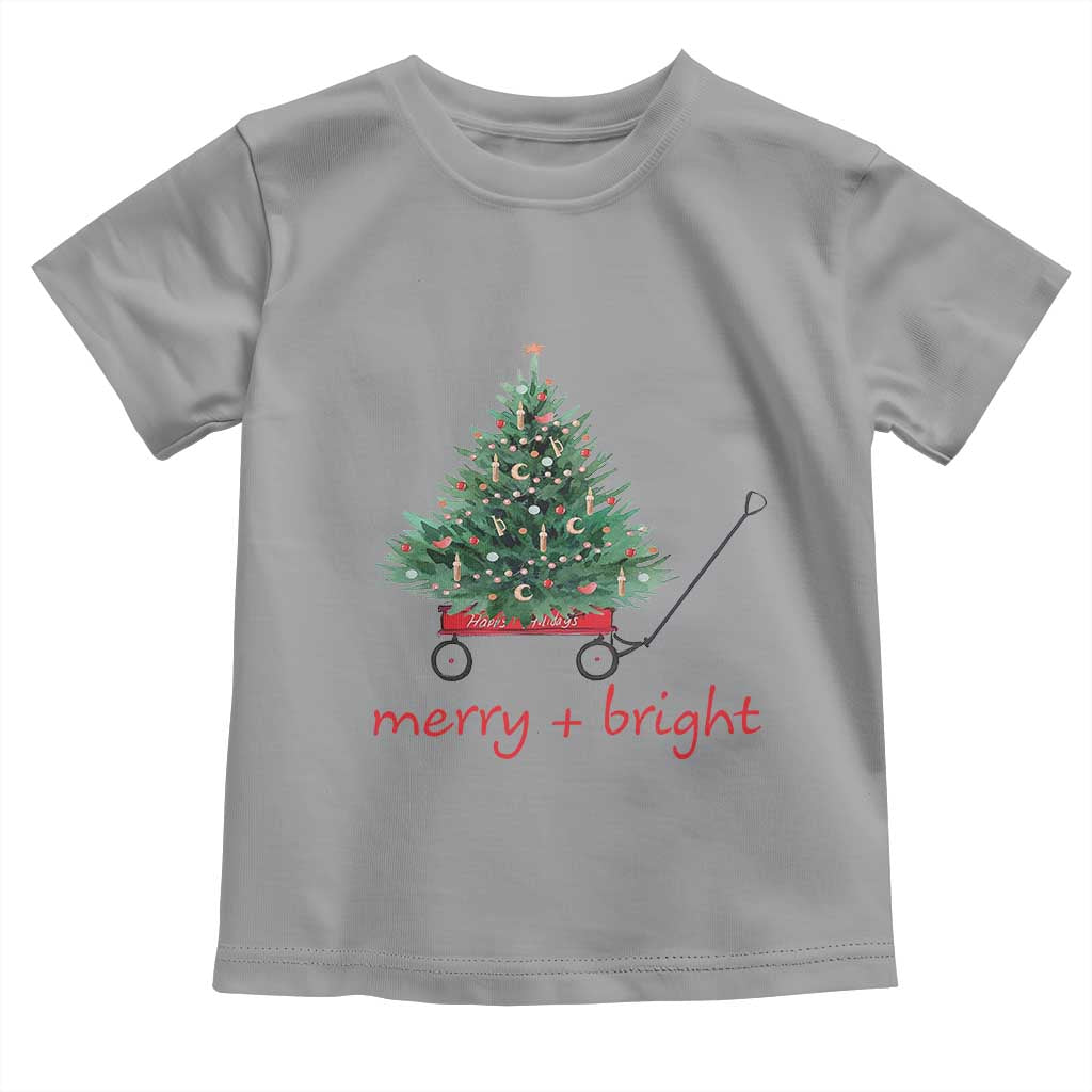Christmas Toddler T Shirt Merry And Bright Retro Xmas Tree Wagon TS11 Sport Gray Print Your Wear