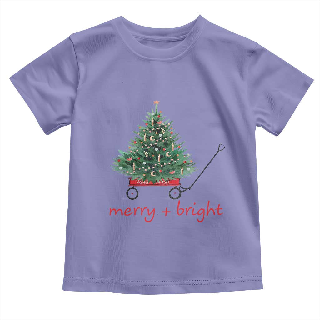 Christmas Toddler T Shirt Merry And Bright Retro Xmas Tree Wagon TS11 Violet Print Your Wear