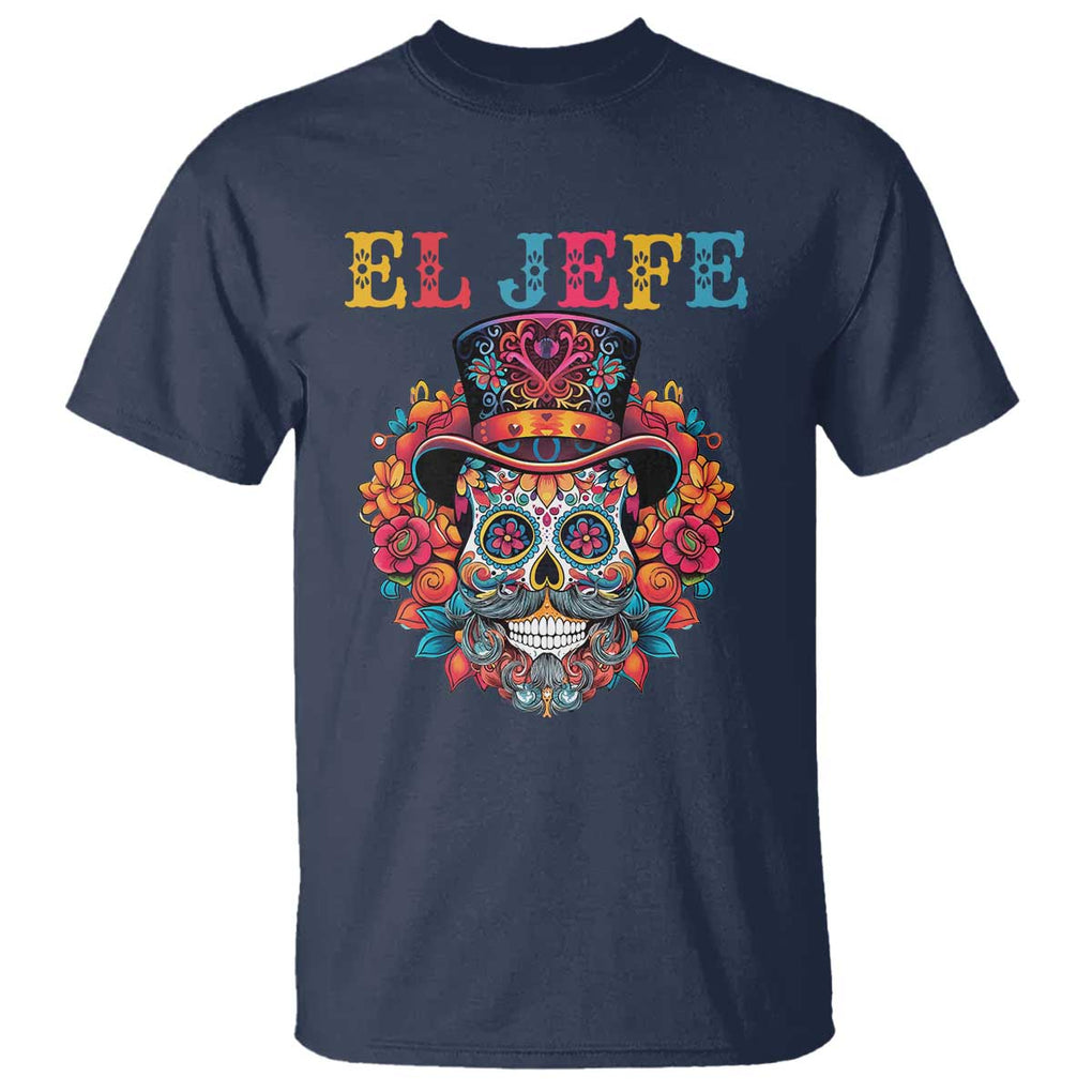 Day Of The Dead T Shirt El Jefe Sugar Skull Mexican Boss Spanish Dia De Los Muertos TS11 Navy Print Your Wear