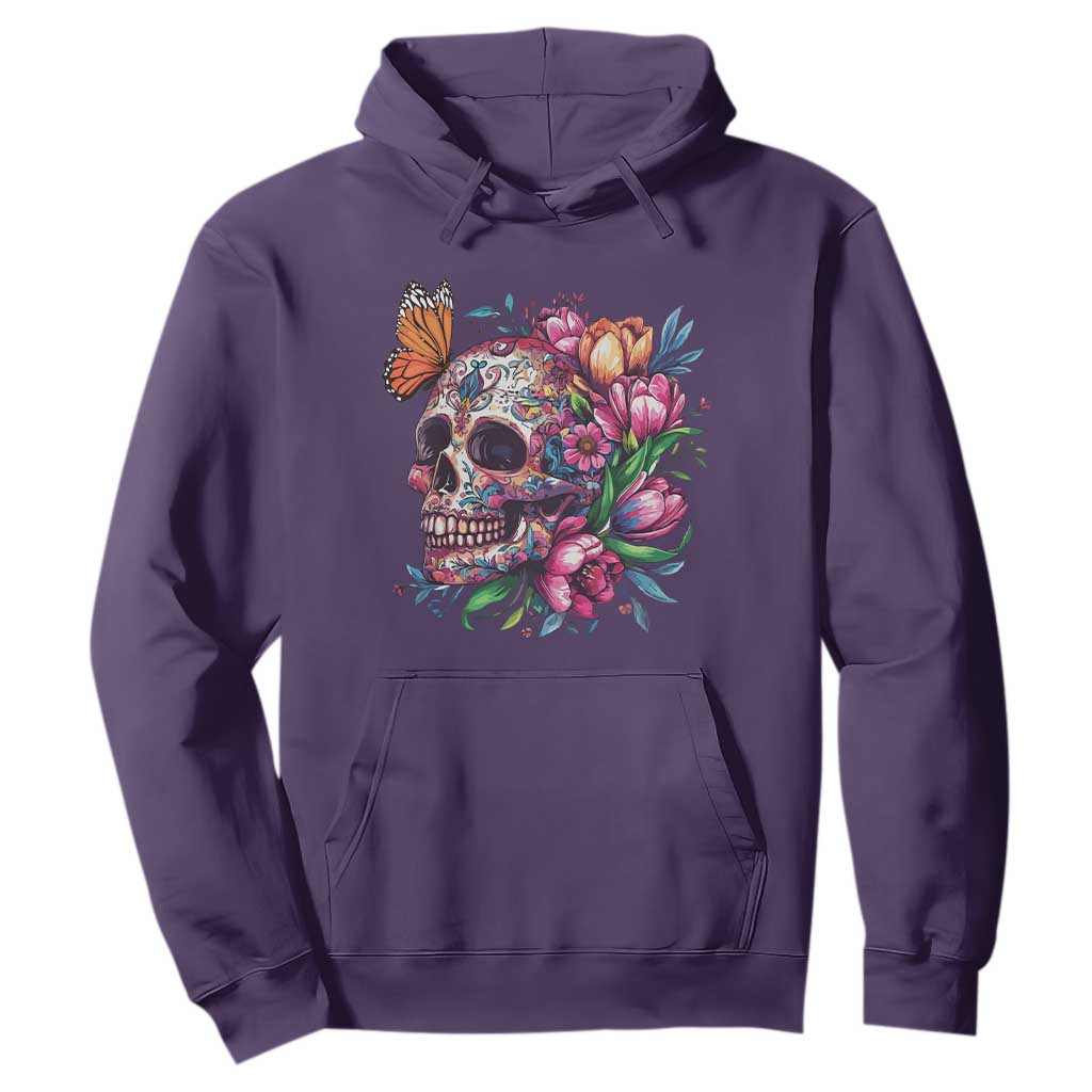Day Of The Dead Hoodie Vintage Sugar Skull Flower Butterfly TS11 Purple Print Your Wear