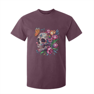 Day Of The Dead T Shirt For Kid Vintage Sugar Skull Flower Butterfly TS11 Maroon Print Your Wear
