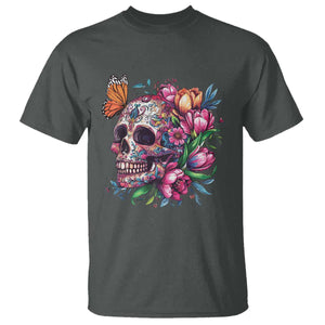 Day Of The Dead T Shirt Vintage Sugar Skull Flower Butterfly TS11 Dark Heather Print Your Wear