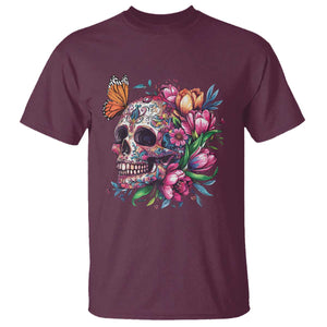 Day Of The Dead T Shirt Vintage Sugar Skull Flower Butterfly TS11 Maroon Print Your Wear