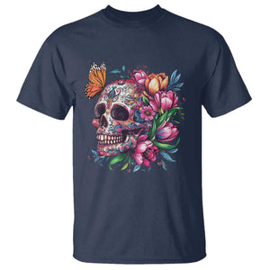 Day Of The Dead T Shirt Vintage Sugar Skull Flower Butterfly TS11 Navy Print Your Wear