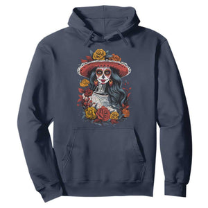 Day Of The Dead Hoodie La Catrina De Los Muertos Sugar Skull TS11 Navy Print Your Wear