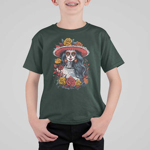 Day Of The Dead T Shirt For Kid La Catrina De Los Muertos Sugar Skull TS11 Dark Forest Green Print Your Wear