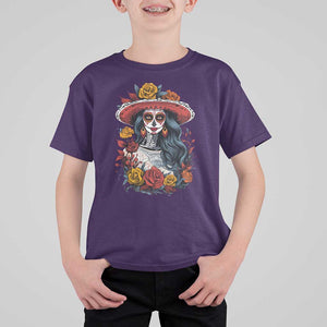 Day Of The Dead T Shirt For Kid La Catrina De Los Muertos Sugar Skull TS11 Purple Print Your Wear