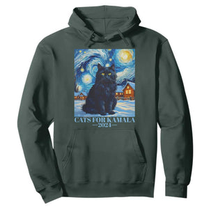 Harris Christmas Hoodie Cats For Kamala 2024 Black Yule Cat TS11 Dark Forest Green Print Your Wear
