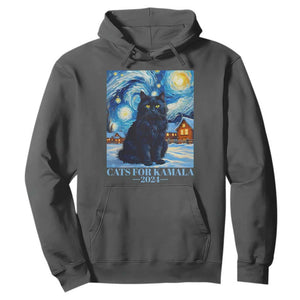 Harris Christmas Hoodie Cats For Kamala 2024 Black Yule Cat TS11 Dark Heather Print Your Wear