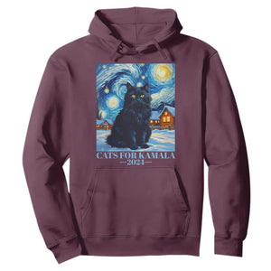 Harris Christmas Hoodie Cats For Kamala 2024 Black Yule Cat TS11 Maroon Print Your Wear