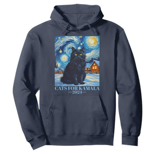 Harris Christmas Hoodie Cats For Kamala 2024 Black Yule Cat TS11 Navy Print Your Wear
