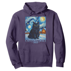 Harris Christmas Hoodie Cats For Kamala 2024 Black Yule Cat TS11 Purple Print Your Wear