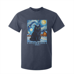 Harris Christmas T Shirt For Kid Cats For Kamala 2024 Black Yule Cat TS11 Navy Print Your Wear