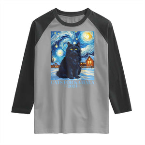 Harris Christmas Raglan Shirt Cats For Kamala 2024 Black Yule Cat TS11 Sport Gray Black Print Your Wear
