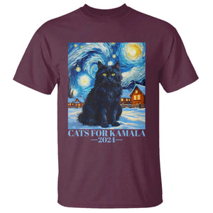Harris Christmas T Shirt Cats For Kamala 2024 Black Yule Cat TS11 Maroon Print Your Wear