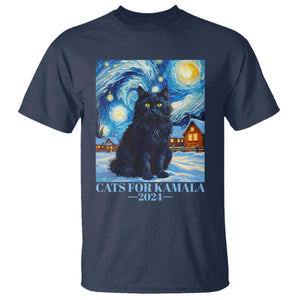 Harris Christmas T Shirt Cats For Kamala 2024 Black Yule Cat TS11 Navy Print Your Wear