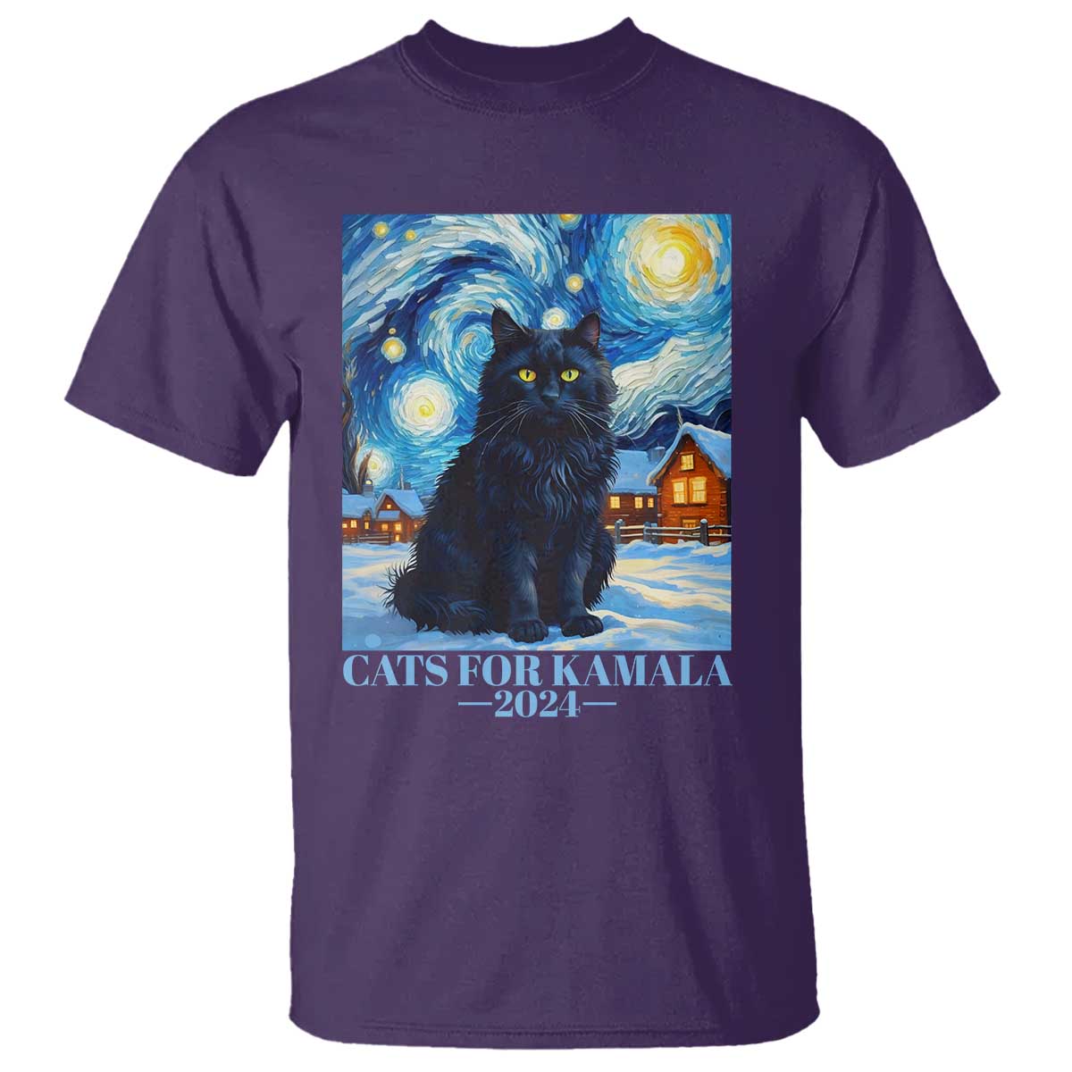 Harris Christmas T Shirt Cats For Kamala 2024 Black Yule Cat TS11 Purple Print Your Wear