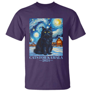Harris Christmas T Shirt Cats For Kamala 2024 Black Yule Cat TS11 Purple Print Your Wear