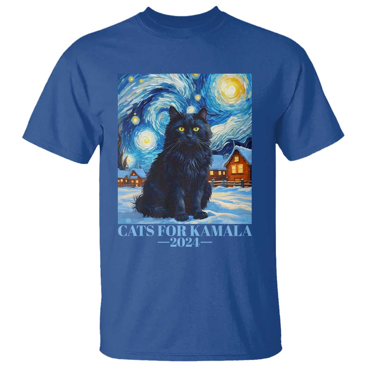 Harris Christmas T Shirt Cats For Kamala 2024 Black Yule Cat TS11 Royal Blue Print Your Wear