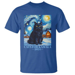 Harris Christmas T Shirt Cats For Kamala 2024 Black Yule Cat TS11 Royal Blue Print Your Wear