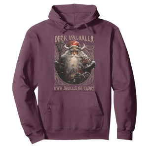 Viking Christmas Hoodie Deck Valhalla With Skulls Of Glory Santa Yule Xmas TS11 Maroon Print Your Wear