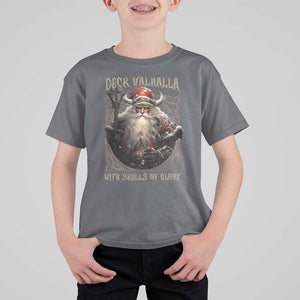Viking Christmas T Shirt For Kid Deck Valhalla With Skulls Of Glory Santa Yule Xmas TS11 Charcoal Print Your Wear