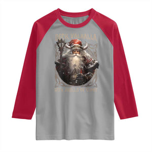 Viking Christmas Raglan Shirt Deck Valhalla With Skulls Of Glory Santa Yule Xmas TS11 Sport Gray Red Print Your Wear