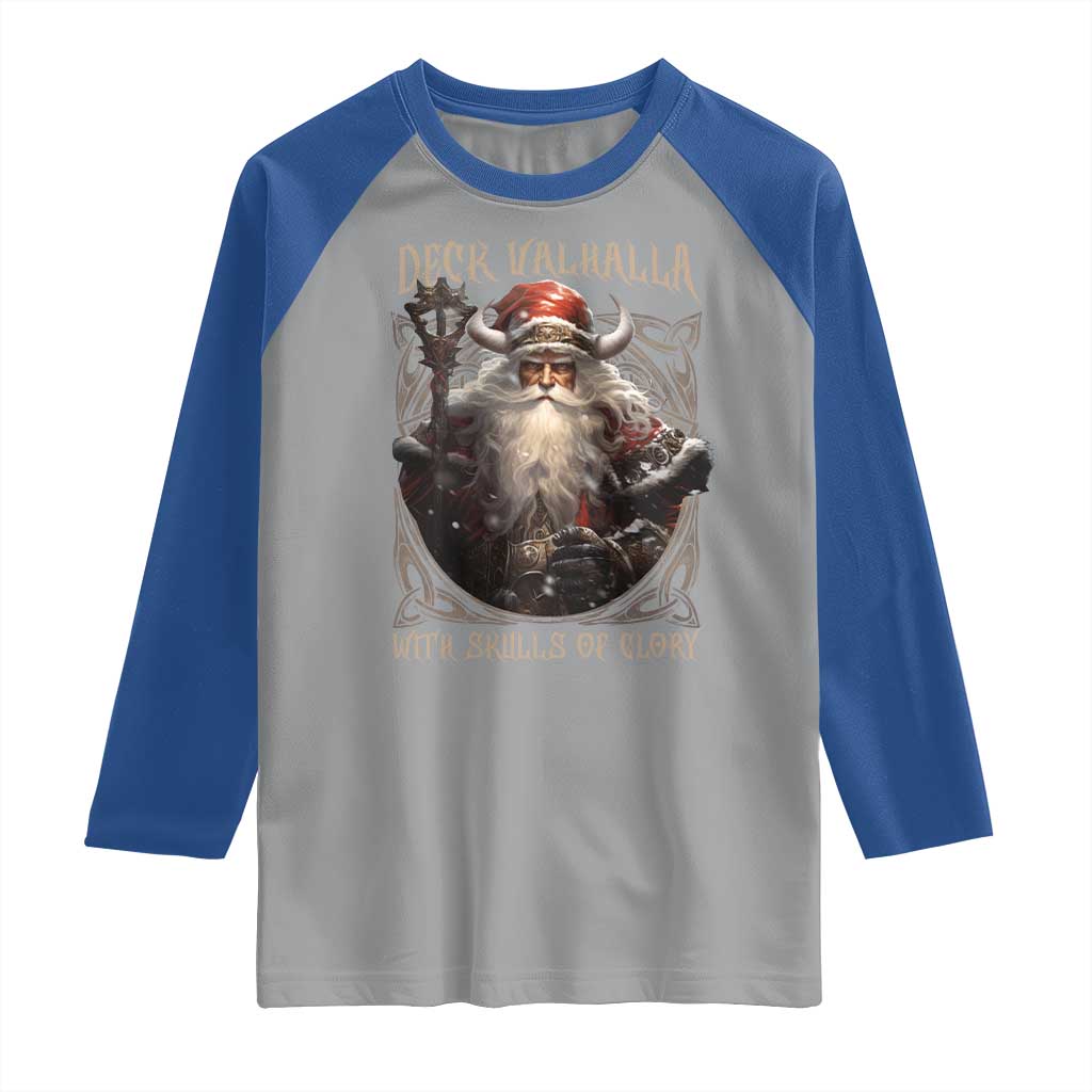 Viking Christmas Raglan Shirt Deck Valhalla With Skulls Of Glory Santa Yule Xmas TS11 Sport Gray Royal Print Your Wear
