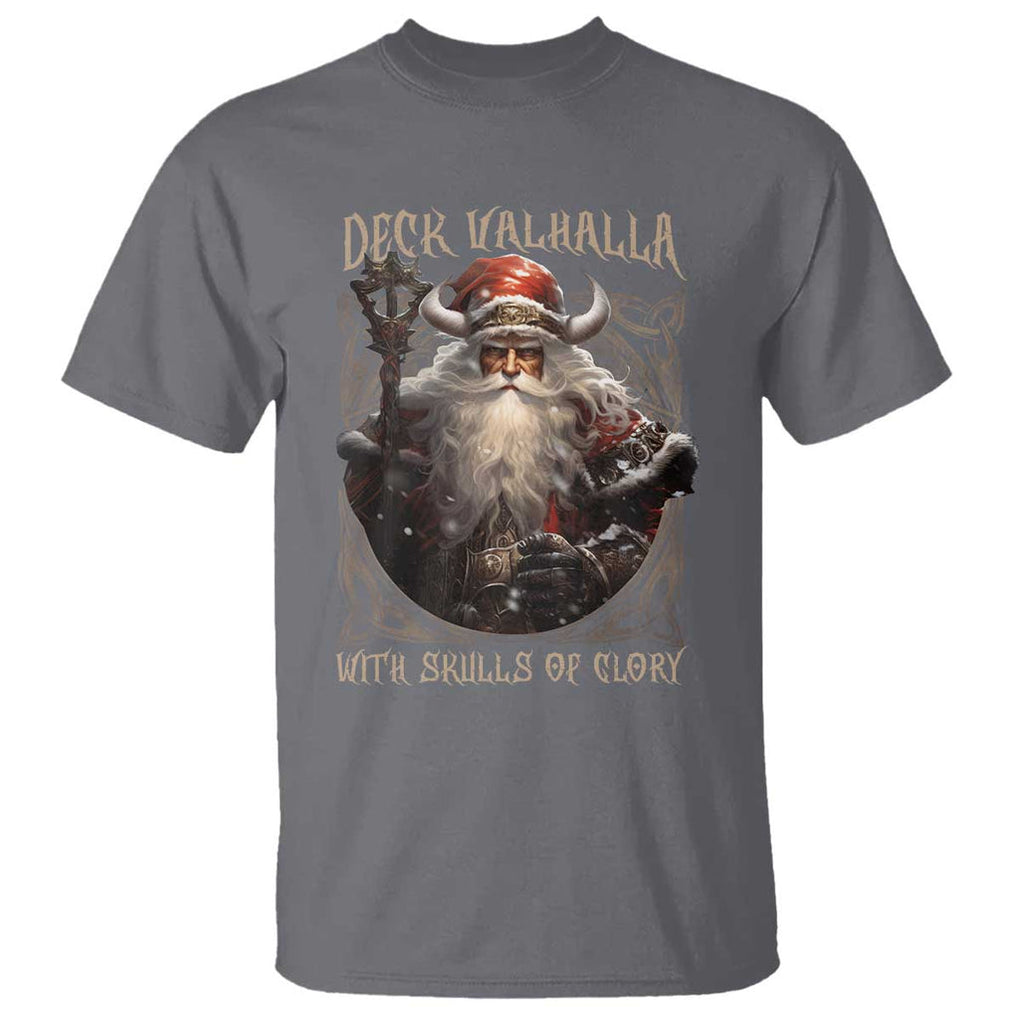 Viking Christmas T Shirt Deck Valhalla With Skulls Of Glory Santa Yule Xmas TS11 Charcoal Print Your Wear