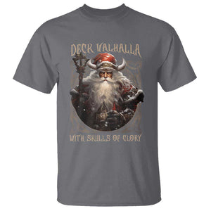 Viking Christmas T Shirt Deck Valhalla With Skulls Of Glory Santa Yule Xmas TS11 Charcoal Print Your Wear