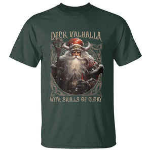 Viking Christmas T Shirt Deck Valhalla With Skulls Of Glory Santa Yule Xmas TS11 Dark Forest Green Print Your Wear
