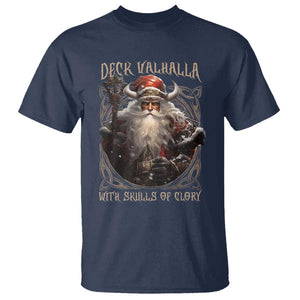 Viking Christmas T Shirt Deck Valhalla With Skulls Of Glory Santa Yule Xmas TS11 Navy Print Your Wear