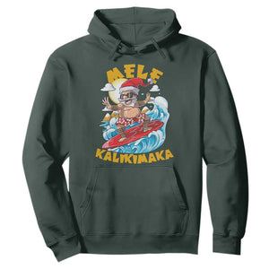 Christmas In Hawaii Hoodie Mele Kalikimaka Surfing Santa Kakau Tattoo TS11 Dark Forest Green Print Your Wear